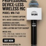 WON WN-T40 Professional Device-less Wireless Microphone | 99% Noise Cancellation | Android & iOS Compatible | Long Battery Backup