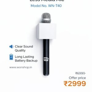 WON WN-T40 Pro Wireless Microphone | 99% Noise Cancellation | Android & iOS Compatible | Long Battery Backup | Professional Recording Mic Mic Flag 3x3 inch 