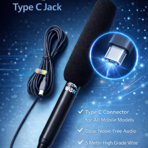 WON WN-T03 Professional Microphone 5 mtr C type wier all mobile support Black color